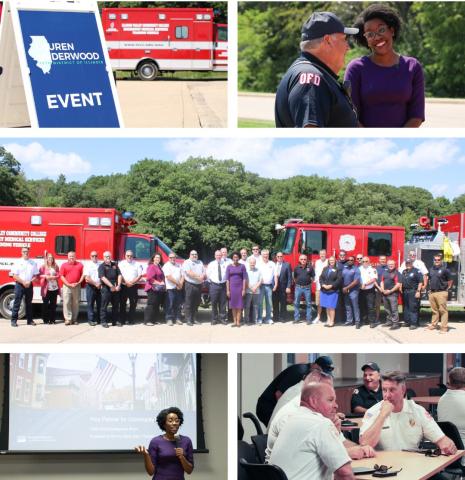 Rep. Underwood speaks with emergency responders at the Summit